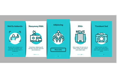 Journalist Reporter Onboarding Elements Icons Set Vector