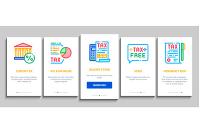 Tax System Finance Onboarding Elements Icons Set Vector