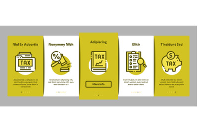 Tax System Finance Onboarding Elements Icons Set Vector