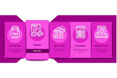 Tax System Finance Onboarding Elements Icons Set Vector