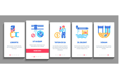 Plumber Profession Onboarding Elements Icons Set Vector