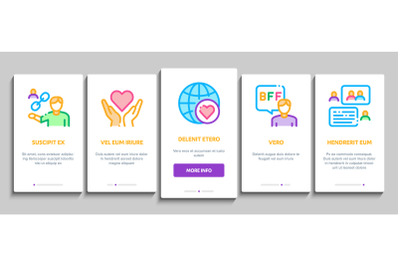 Friendship Relation Onboarding Elements Icons Set Vector