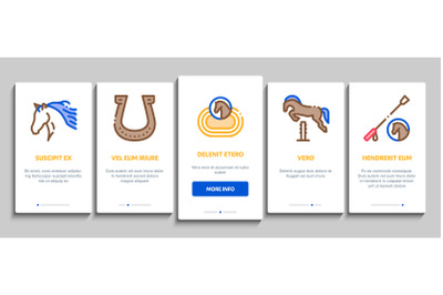 Equestrian Animal Onboarding Elements Icons Set Vector