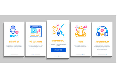 Asmr Sound Phenomenon Onboarding Elements Icons Set Vector