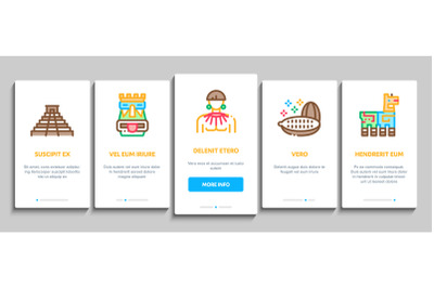 Aztec Civilization Onboarding Elements Icons Set Vector