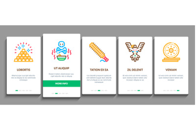 Aztec Civilization Onboarding Elements Icons Set Vector