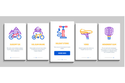 Bicycle Bike Details Onboarding Elements Icons Set Vector