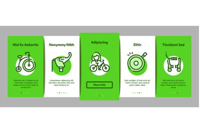 Bicycle Bike Details Onboarding Elements Icons Set Vector