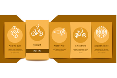 Bicycle Bike Details Onboarding Elements Icons Set Vector