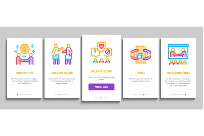 Business Meeting Onboarding Elements Icons Set Vector