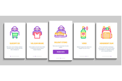 Shoplifting Onboarding Elements Icons Set Vector