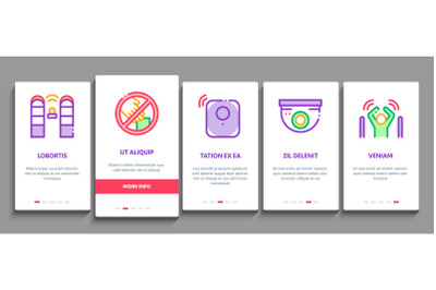 Shoplifting Onboarding Elements Icons Set Vector