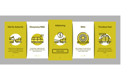 Tow Truck Transport Onboarding Elements Icons Set Vector