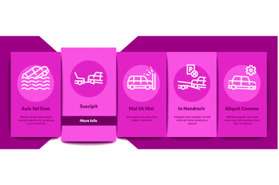 Tow Truck Transport Onboarding Elements Icons Set Vector