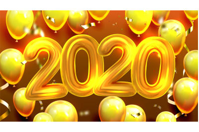 2020 Decorated Balloons Banner Vector