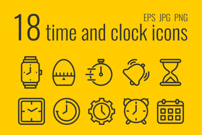 18 time and clock icons