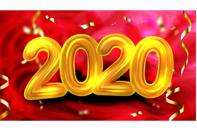 Golden Number 2020 New Year Party Banner Vector