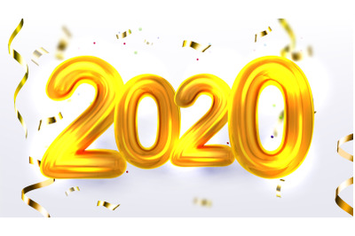 Golden 2020 New Year Xmas Party Banner Vector