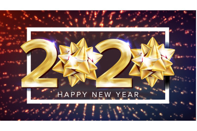 2020 Happy New Year Holiday Elegant Poster Vector