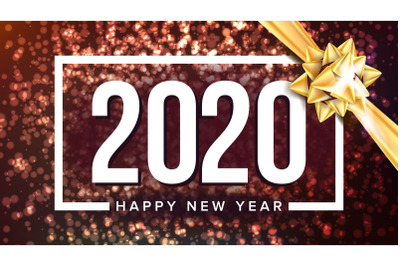 2020 Happy New Year Holiday Greeting Poster Vector