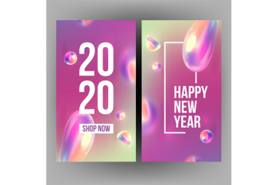 New Year Invitation Card Celebrating 2020 Vector