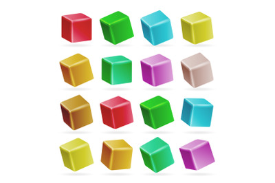 Colorful Cube 3d Set Vector. Perspective Empty Models Of A Cube Isolated On White. Playing Child Toys