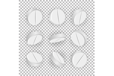 White 3D Medical Pills Or Drugs Vector