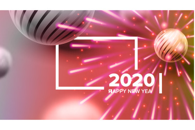 Beautiful Invitation Card Celebrating 2020 Vector