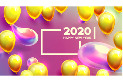 Bright Invite Card Happy New Year Banner Vector