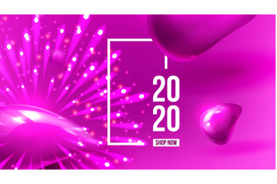 Beautiful Happy New Year Xmas 2020 Banner Vector