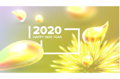 Beautiful Happy New Year Xmas 2020 Banner Vector