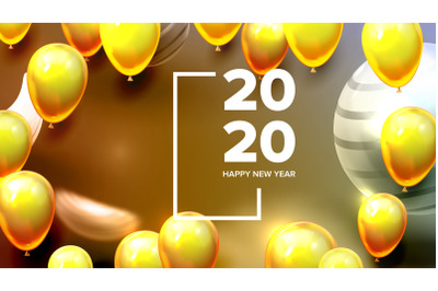 Bright Invite Card Happy New Year Banner Vector