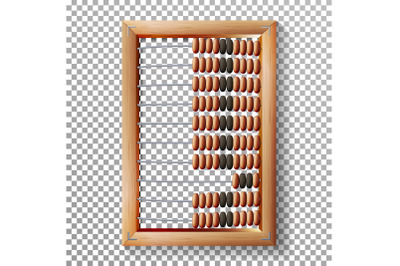 Abacus Set Vector. Realistic Illustration Of Classic Wooden Old Abacus. Arithmetic Tool Equipment. Isolated On Transparent Background