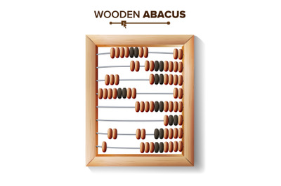 Abacus Close-up. Vector Illustration Of Classic Wooden Abacus Long Before The Calculator. Shop Arithmetic Tool Equipment. Isolated