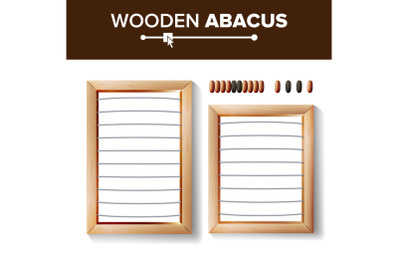 Abacus Blank. Vector Template Illustration Of Classic Wooden Abacus. Shop Arithmetic Tool Equipment. Calculating Concept. Isolated