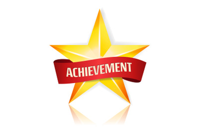 Achievement Vector Star With Red Ribbon