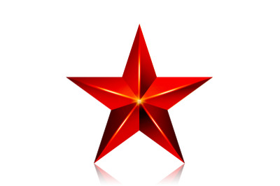 Achievement Vector Star. Red Sign. Decoration Symbol. 3d Shine Icon Isolated On White Background.