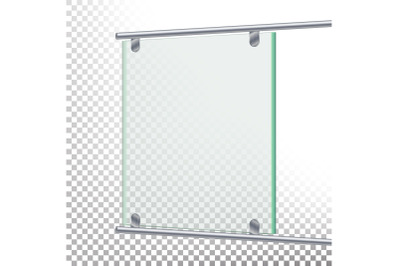 Advertising Glass Board Vector. Banner Mockup Illustration. Empty Glass Screen Banner