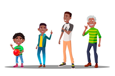 African American Male Vector. Grandfather, Father, Son, Grandson Vector. Isolated Illustration