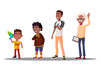 African American Generation Male Vector. Grandfather&2C; Father&2C; Son&2C; Grandson&2C; Baby Vector. Isolated Illustration