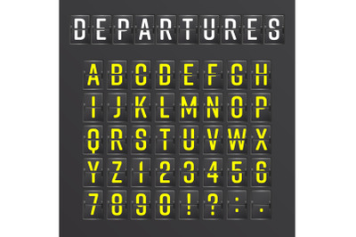 Airport Board Vector. Mechanical Timetable Information Alphabet. Aalog Font