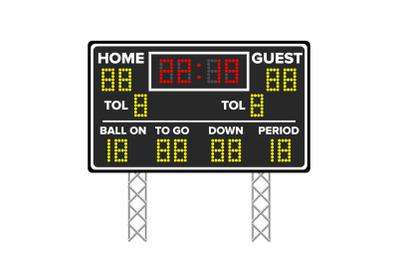 American Football Scoreboard. Sport Game Score. Digital LED Dots. Vector Illustration. Time, Guest, Home.