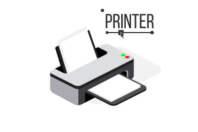 Printer Icon Vector. Modern Office Ink, Laser Printer. Isometric Isolated Illustration