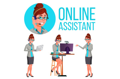 Online Assistant Woman Vector. Consulting Client. Customer Help. Illustration