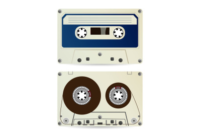 Retro Audio Cassette Vector. Vintage Classic Audio Tape.