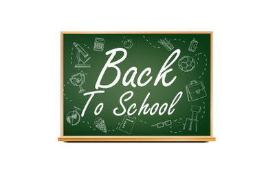 Back To School Banner Design Vector. Green. Classroom Blackboard. Sale Poster. 1 September. Education Related. Realistic Illustration