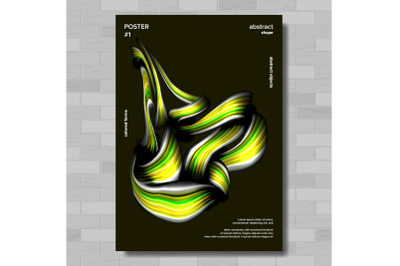 Liquid, Brush Poster Vector. Drop, Oil. Vibrant Gradients Shape. Illustration