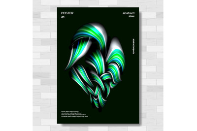 Liquid, Brush Poster Vector. Vibrant Gradients Shape. Surreal Graphic. Illustration