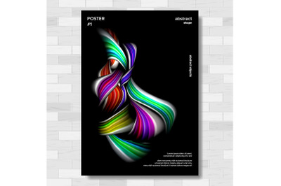 Liquid, Brush Poster Vector. Surreal Graphic. Multicolored Object. Illustration