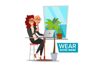 Fake Person Vector. Bad, Tired Woman. Deceive Concept. Business Woman Wear Smile Mask. Isolated Flat Cartoon Character Illustration